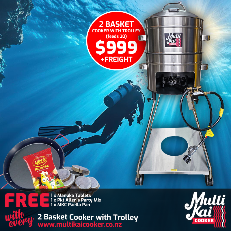 MultiKai 2 Basket Cooker with Trolley (dispatch up to 2 working days once payment has been made)