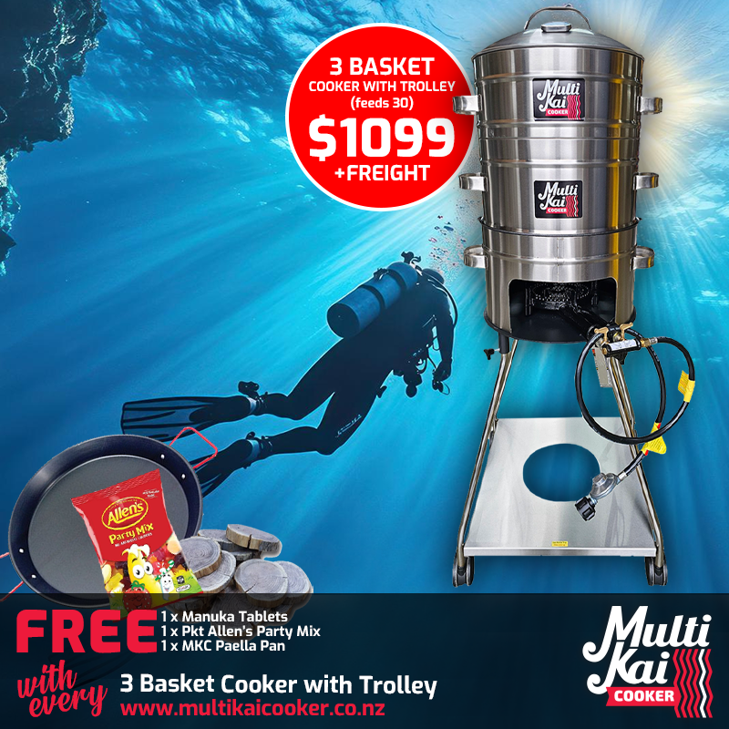 MultiKai 3 Basket Cooker with Trolley (dispatch up to 2 working days once payment has been made)