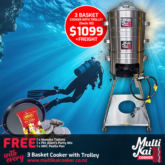 MultiKai 3 Basket Cooker with Trolley (dispatch up to 2 working days once payment has been made)