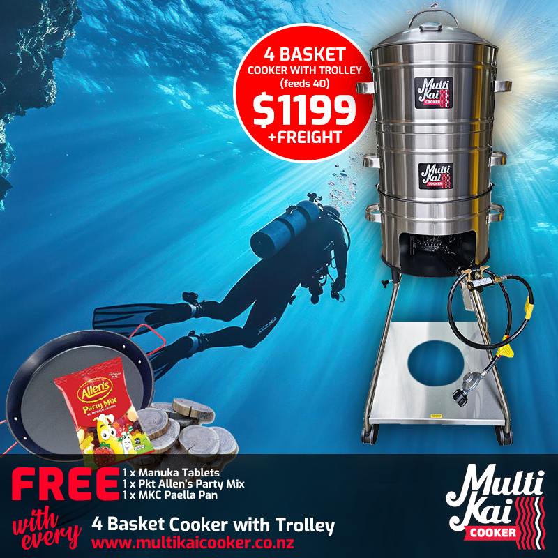 MultiKai 4 Basket Cooker with Trolley (dispatch up to 2 working days once payment has been made)