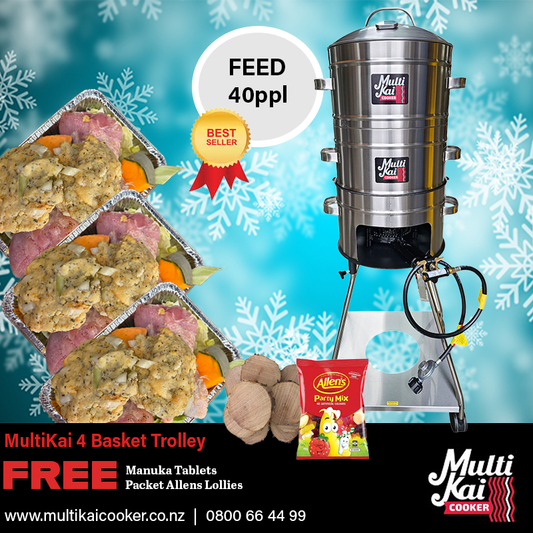 MultiKai 4 Basket Cooker with Trolley (Please allow 4-5 days for production and dispatch)